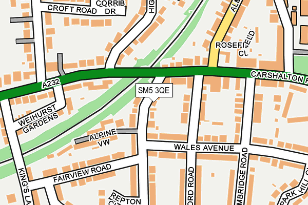 SM5 3QE map - OS OpenMap – Local (Ordnance Survey)