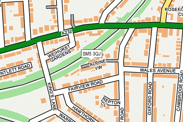 SM5 3QJ map - OS OpenMap – Local (Ordnance Survey)