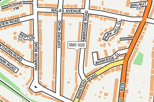 SM5 3QS map - OS OpenMap – Local (Ordnance Survey)