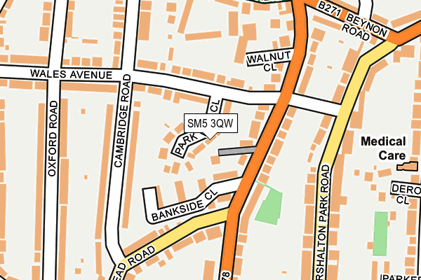 SM5 3QW map - OS OpenMap – Local (Ordnance Survey)