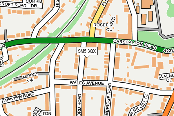 SM5 3QX map - OS OpenMap – Local (Ordnance Survey)