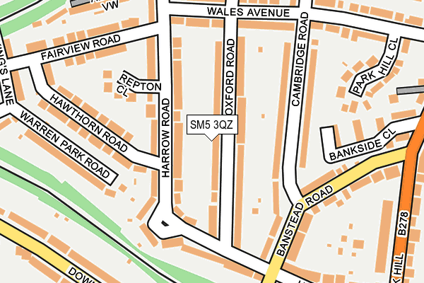 SM5 3QZ map - OS OpenMap – Local (Ordnance Survey)