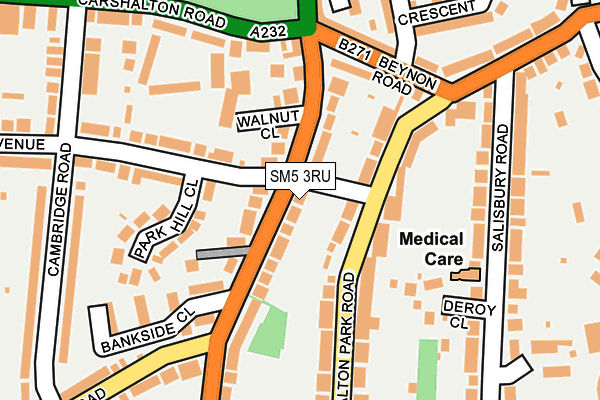 SM5 3RU map - OS OpenMap – Local (Ordnance Survey)