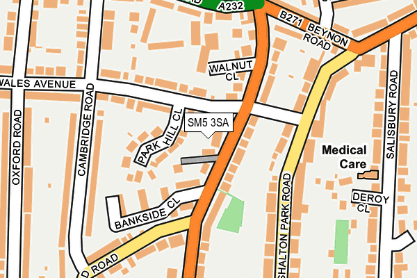 SM5 3SA map - OS OpenMap – Local (Ordnance Survey)