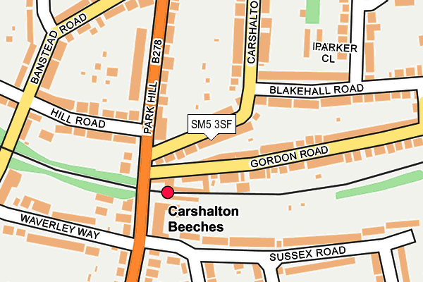 SM5 3SF map - OS OpenMap – Local (Ordnance Survey)