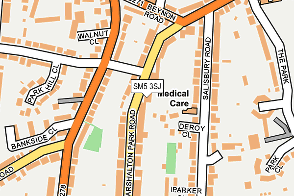 SM5 3SJ map - OS OpenMap – Local (Ordnance Survey)
