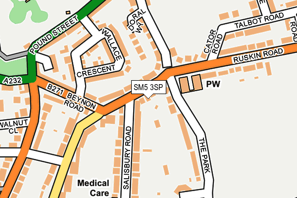 SM5 3SP map - OS OpenMap – Local (Ordnance Survey)