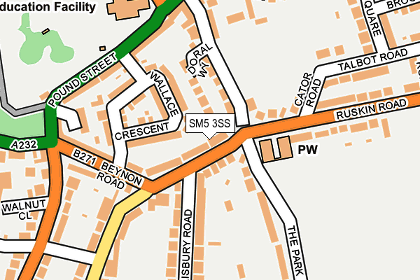 SM5 3SS map - OS OpenMap – Local (Ordnance Survey)