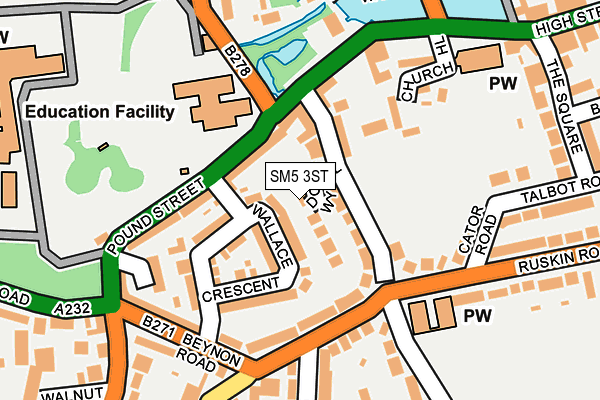 SM5 3ST map - OS OpenMap – Local (Ordnance Survey)