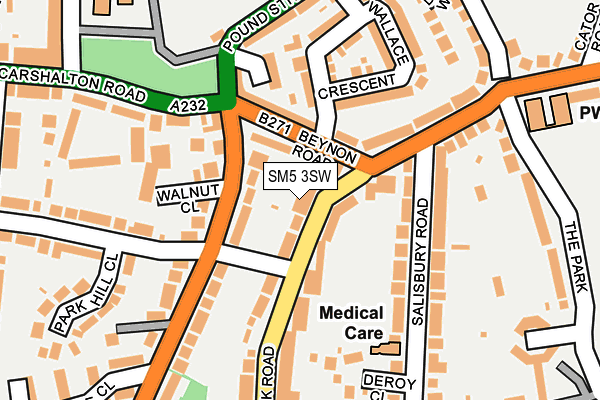 SM5 3SW map - OS OpenMap – Local (Ordnance Survey)