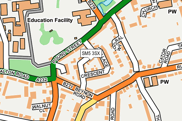 SM5 3SX map - OS OpenMap – Local (Ordnance Survey)