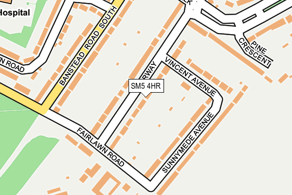 SM5 4HR map - OS OpenMap – Local (Ordnance Survey)