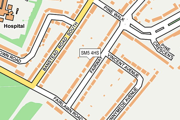 SM5 4HS map - OS OpenMap – Local (Ordnance Survey)