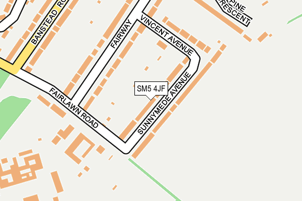 SM5 4JF map - OS OpenMap – Local (Ordnance Survey)