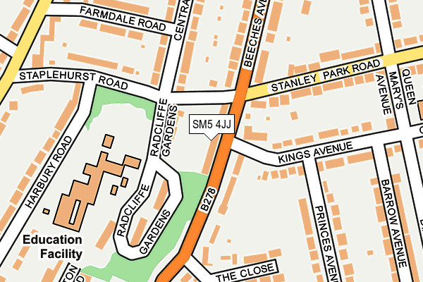 SM5 4JJ map - OS OpenMap – Local (Ordnance Survey)