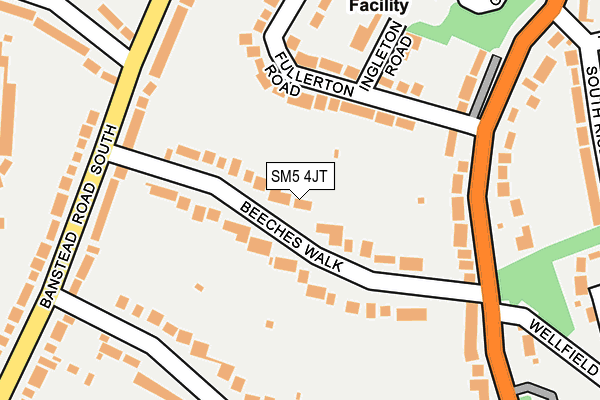 SM5 4JT map - OS OpenMap – Local (Ordnance Survey)