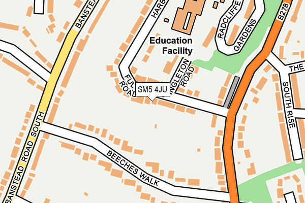 SM5 4JU map - OS OpenMap – Local (Ordnance Survey)