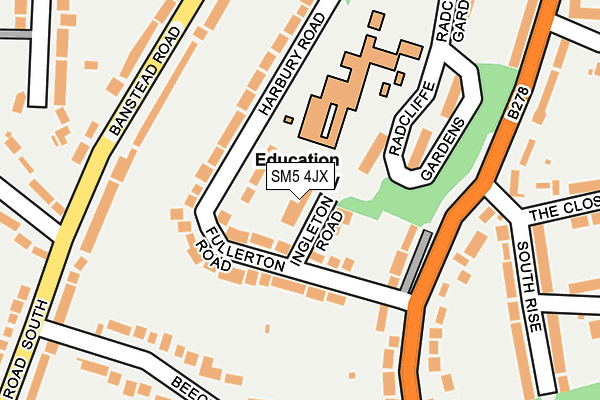 SM5 4JX map - OS OpenMap – Local (Ordnance Survey)