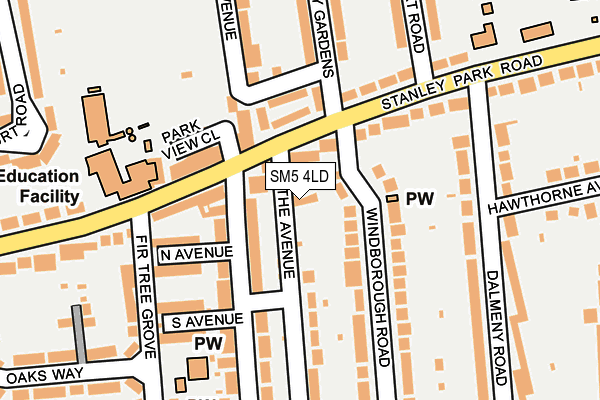 SM5 4LD map - OS OpenMap – Local (Ordnance Survey)