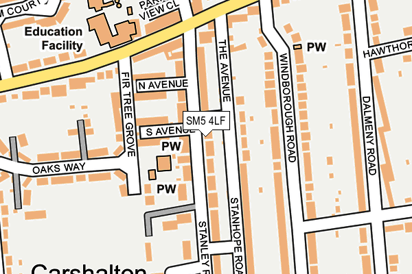 SM5 4LF map - OS OpenMap – Local (Ordnance Survey)