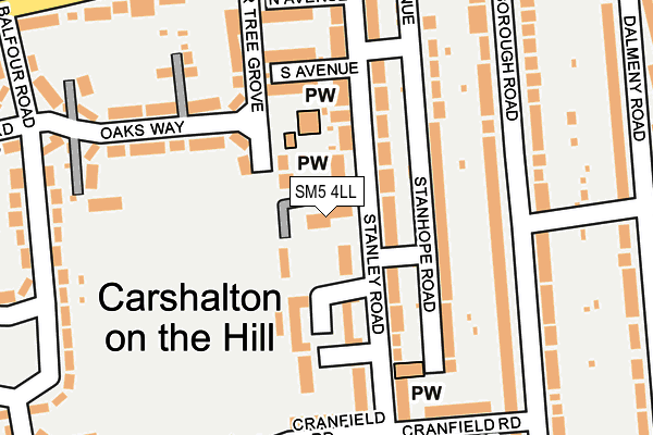 SM5 4LL map - OS OpenMap – Local (Ordnance Survey)