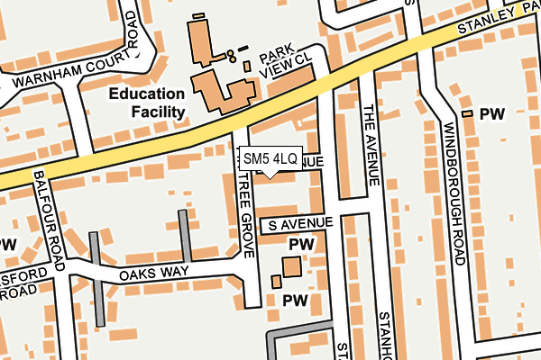 SM5 4LQ map - OS OpenMap – Local (Ordnance Survey)