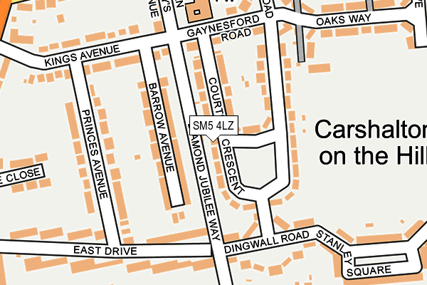 SM5 4LZ map - OS OpenMap – Local (Ordnance Survey)