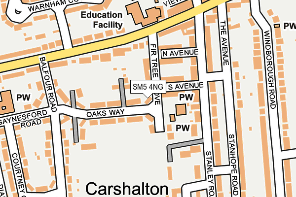 SM5 4NG map - OS OpenMap – Local (Ordnance Survey)