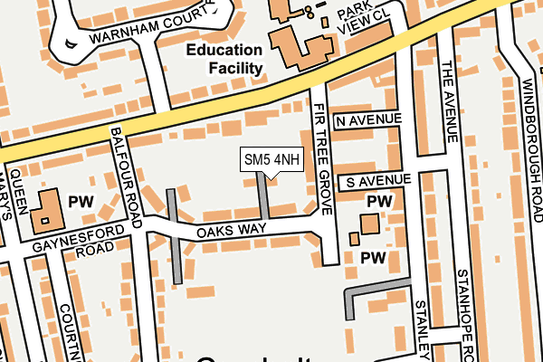 SM5 4NH map - OS OpenMap – Local (Ordnance Survey)