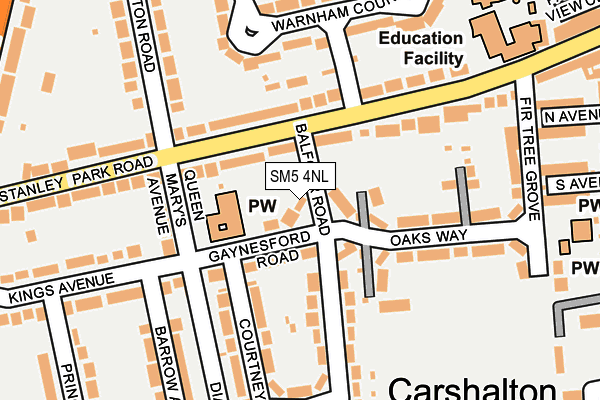 SM5 4NL map - OS OpenMap – Local (Ordnance Survey)