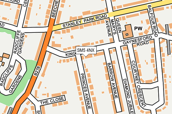 SM5 4NX map - OS OpenMap – Local (Ordnance Survey)