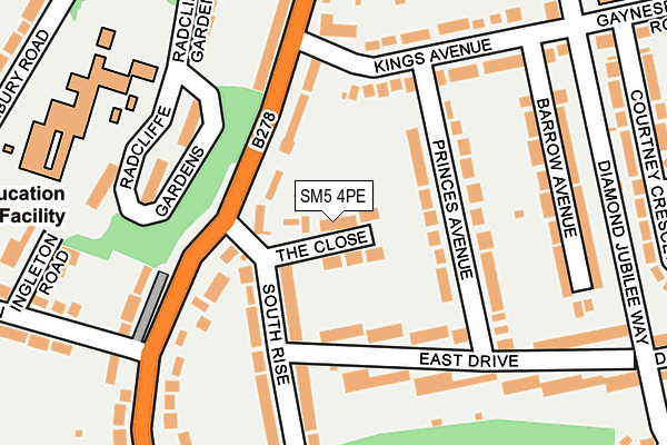 SM5 4PE map - OS OpenMap – Local (Ordnance Survey)