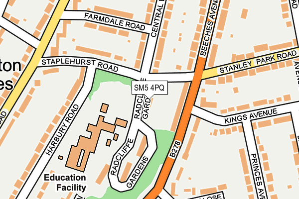 SM5 4PQ map - OS OpenMap – Local (Ordnance Survey)