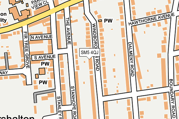 SM5 4QJ map - OS OpenMap – Local (Ordnance Survey)