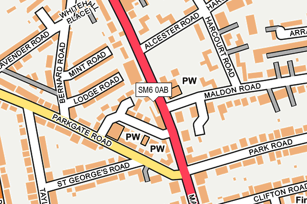 SM6 0AB map - OS OpenMap – Local (Ordnance Survey)