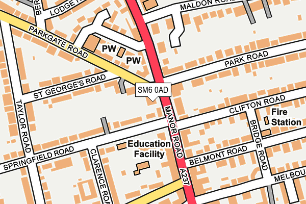 SM6 0AD map - OS OpenMap – Local (Ordnance Survey)