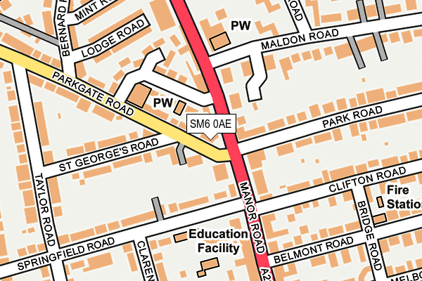 SM6 0AE map - OS OpenMap – Local (Ordnance Survey)