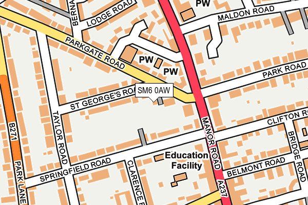 SM6 0AW map - OS OpenMap – Local (Ordnance Survey)