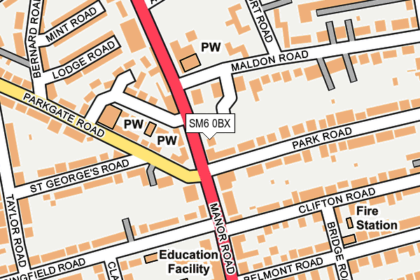 SM6 0BX map - OS OpenMap – Local (Ordnance Survey)