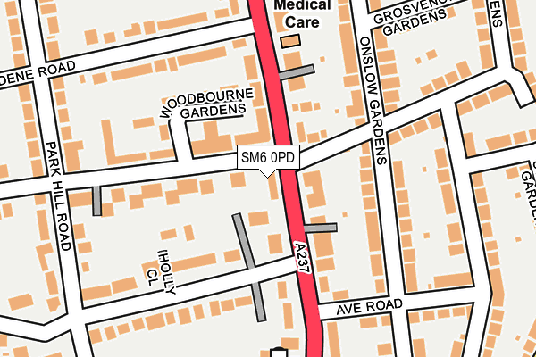 SM6 0PD map - OS OpenMap – Local (Ordnance Survey)