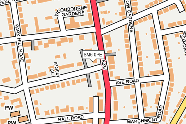 SM6 0PE map - OS OpenMap – Local (Ordnance Survey)