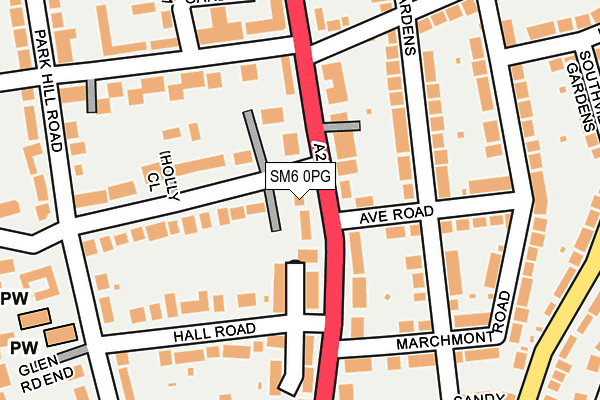 SM6 0PG map - OS OpenMap – Local (Ordnance Survey)