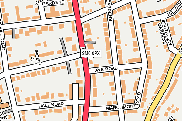 SM6 0PX map - OS OpenMap – Local (Ordnance Survey)