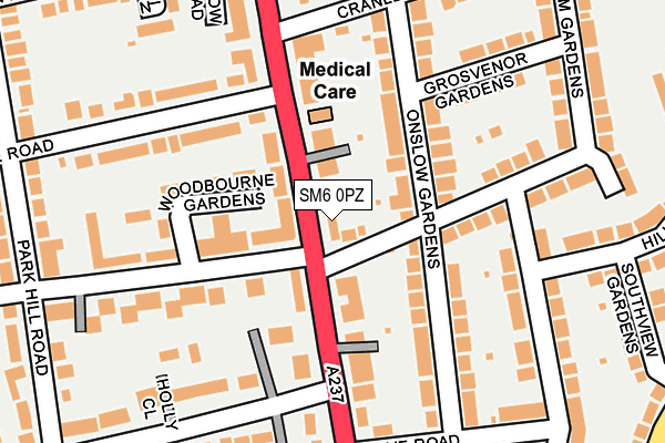 SM6 0PZ map - OS OpenMap – Local (Ordnance Survey)