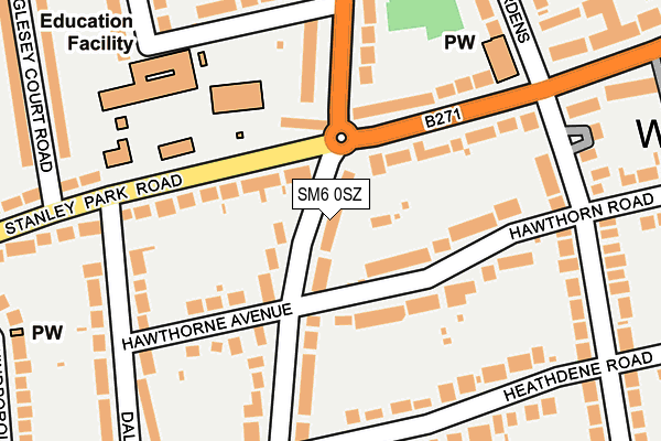 SM6 0SZ map - OS OpenMap – Local (Ordnance Survey)