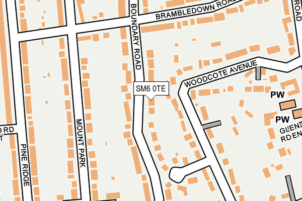 SM6 0TE map - OS OpenMap – Local (Ordnance Survey)