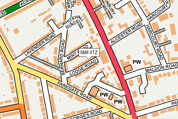 SM6 0TZ map - OS OpenMap – Local (Ordnance Survey)