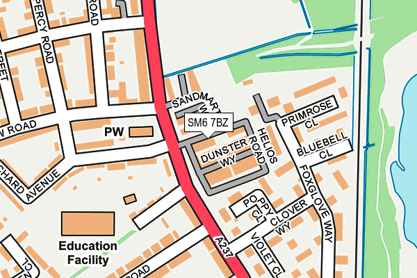 SM6 7BZ map - OS OpenMap – Local (Ordnance Survey)