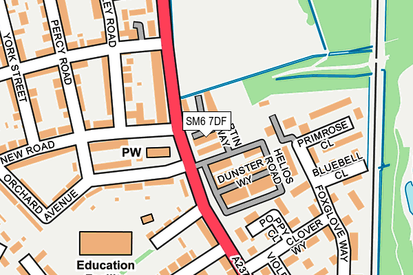 SM6 7DF map - OS OpenMap – Local (Ordnance Survey)