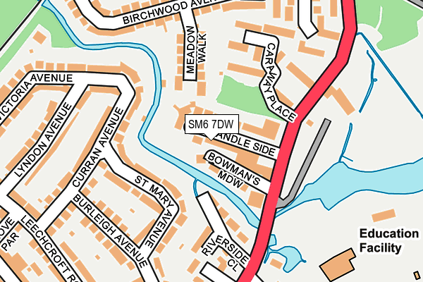 SM6 7DW map - OS OpenMap – Local (Ordnance Survey)